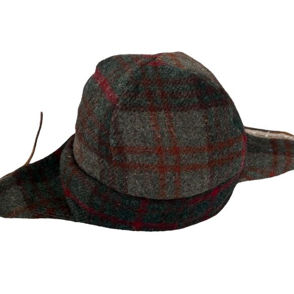 VTG  Eddie Bauer Wool Plaid Trapper Hat As Seen On TV Grumpy Old Men Style 90s - Picture 6 of 11